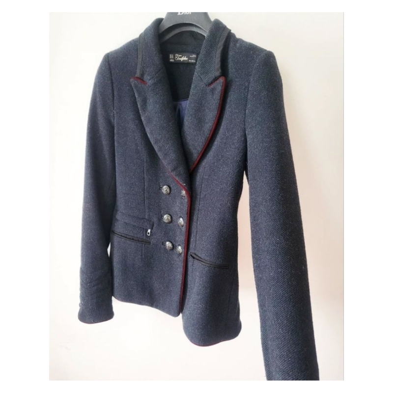 Zara blazer jacket army wool bludru musim dingin winter tweed miu