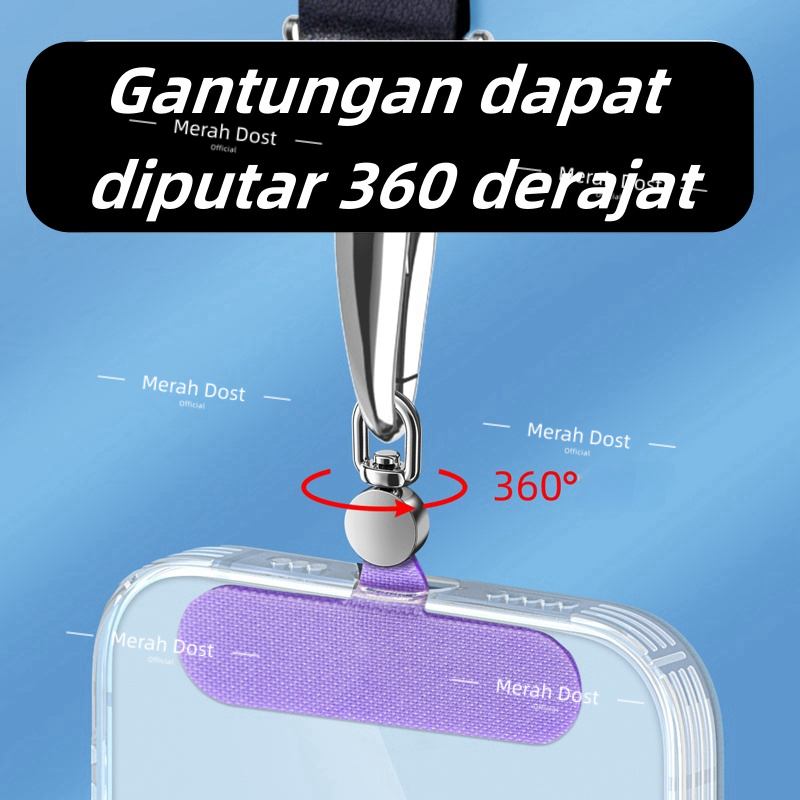 Bisa Diputar Gantungan Casing Klip Konektor HP Lanyard Kartu Ponsel Universal Motif Berwarna Anti Hi