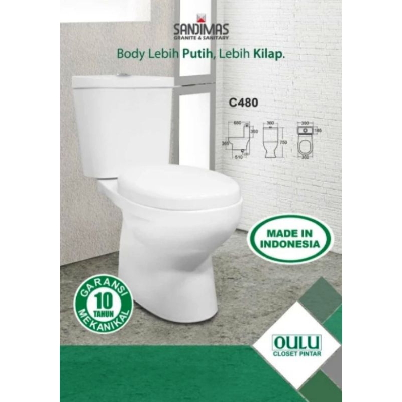 KLOSET DUDUK OULU SANDIMAS C480 DUAL FLUSH GRATIS PACKING PALLET KAYU