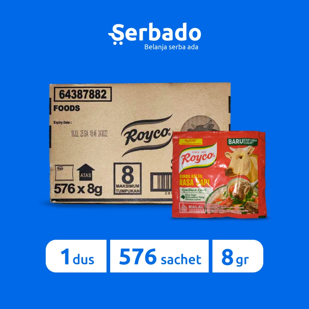 

Royco Bumbu Kaldu Penyedap Rasa Sapi Kemasan Sachet 8gr 1 Dus (isi 576 sachet)