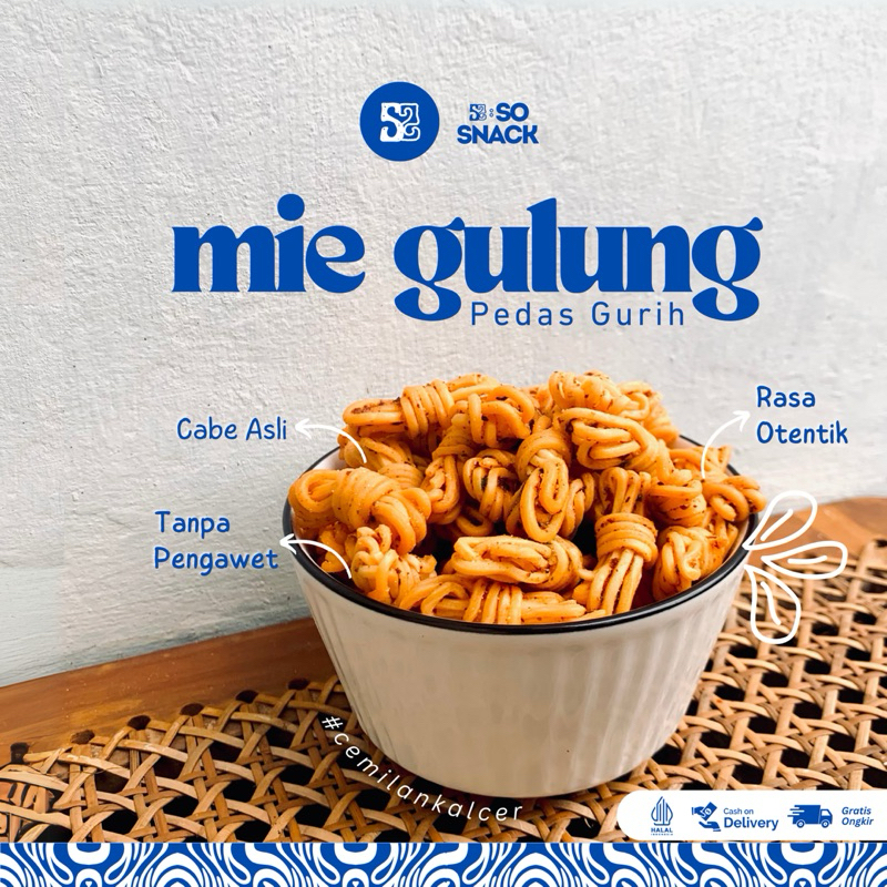 

SO SNACK Mie Gulung 300 Gram - Standing Pouch - Makanan Ringan - Cemilan Premium