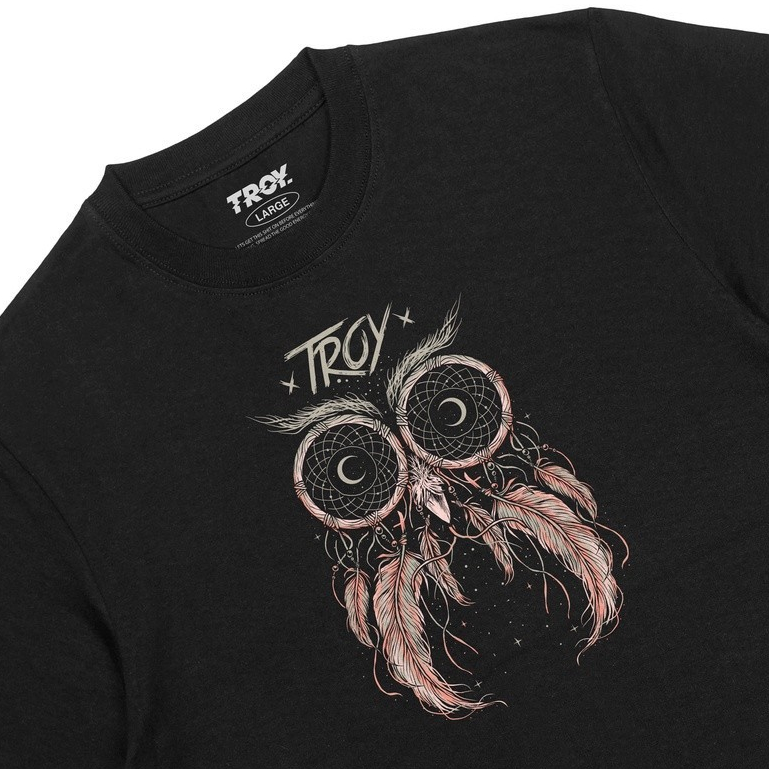 Troy Company Tshirt Black Wise Owl Dreamcatcher - Kaos Pria Lengan Pendek Hitam MT 2193