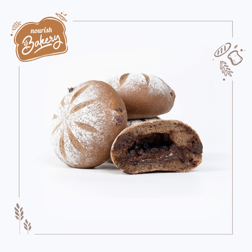 

Vegan Double Choco Cranberry - 100% Sourdough Soft Bread dengan isian Coklat & Cranberry