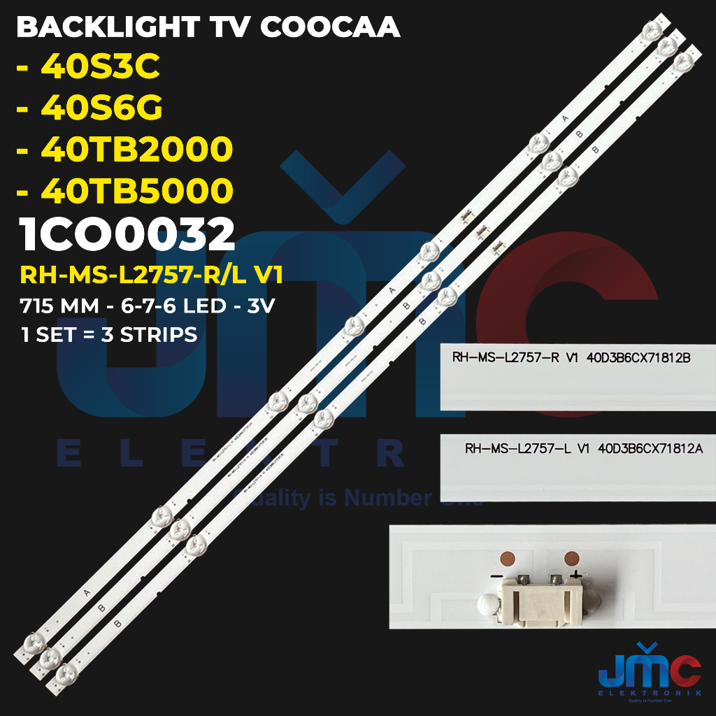 Backlight TV Coocaa 40 Inch 40S3C 40S6G 40TB2000 40TB5000 RH-MS-L2757-R V1 RH-MS-L2757-L V1
