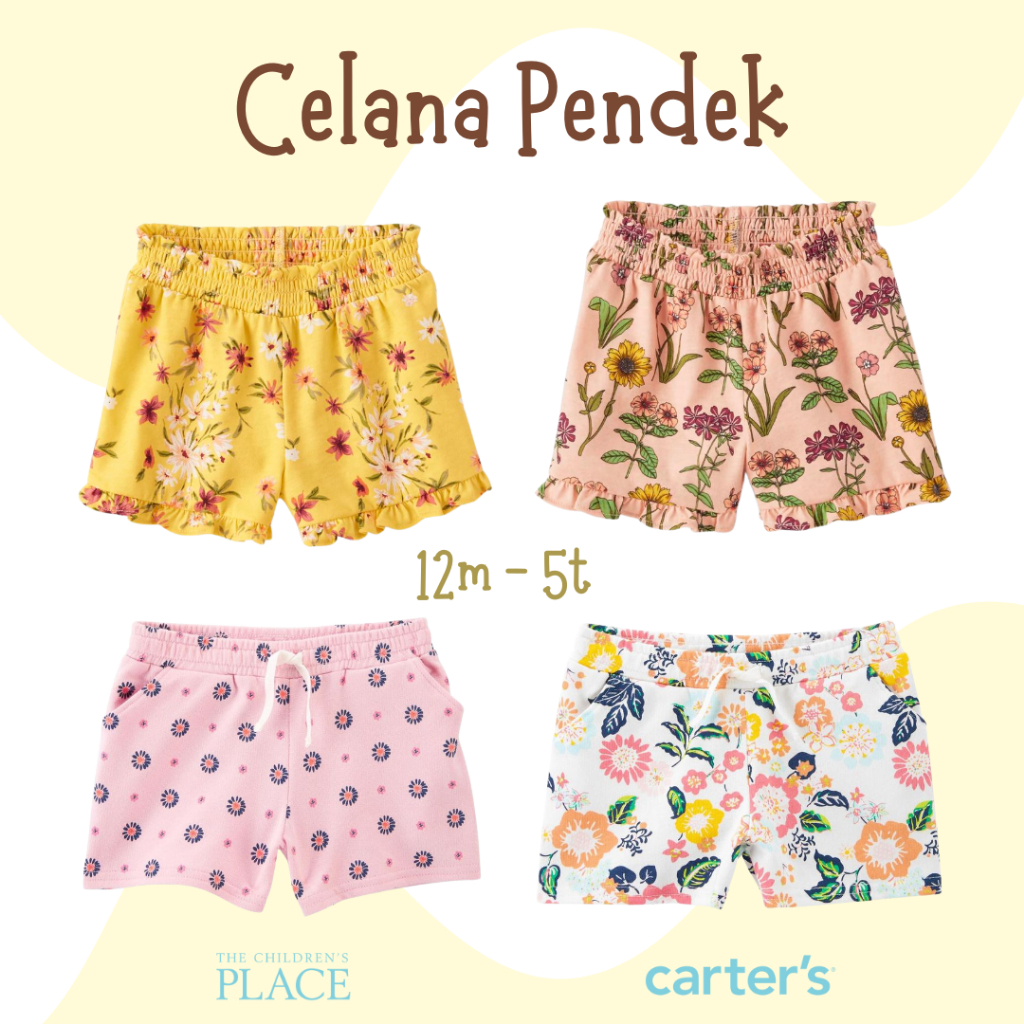 CELANA PENDEK BRANDED ANAK PEREMPUAN CEWEK 12M 18M 2T 3T 4T 5T 6T 7T 8T