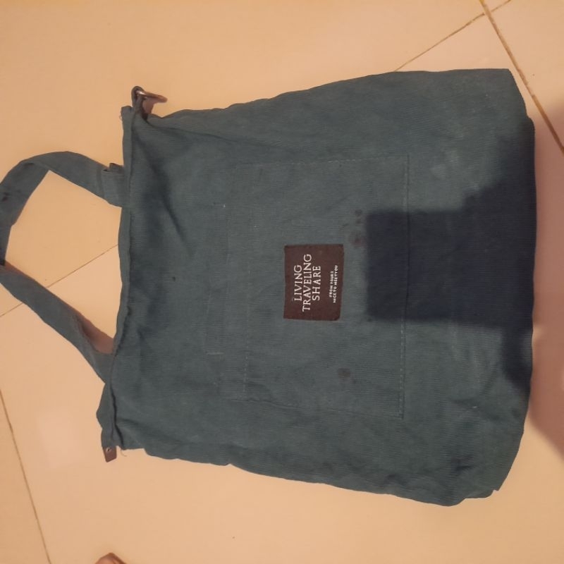 Preloved Tas Tote Bag Hijau Botol
