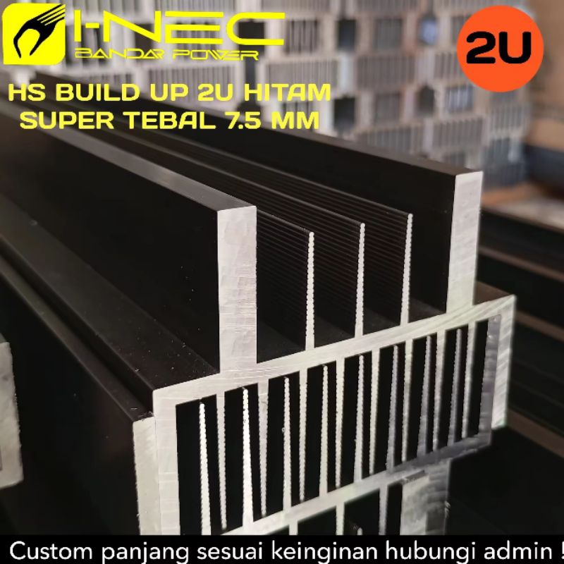 HEATSINK/PENDINGIN 2U (40cm) WARNA HITAM SUPER TEBAL 7,5 MM BANDAR POWER