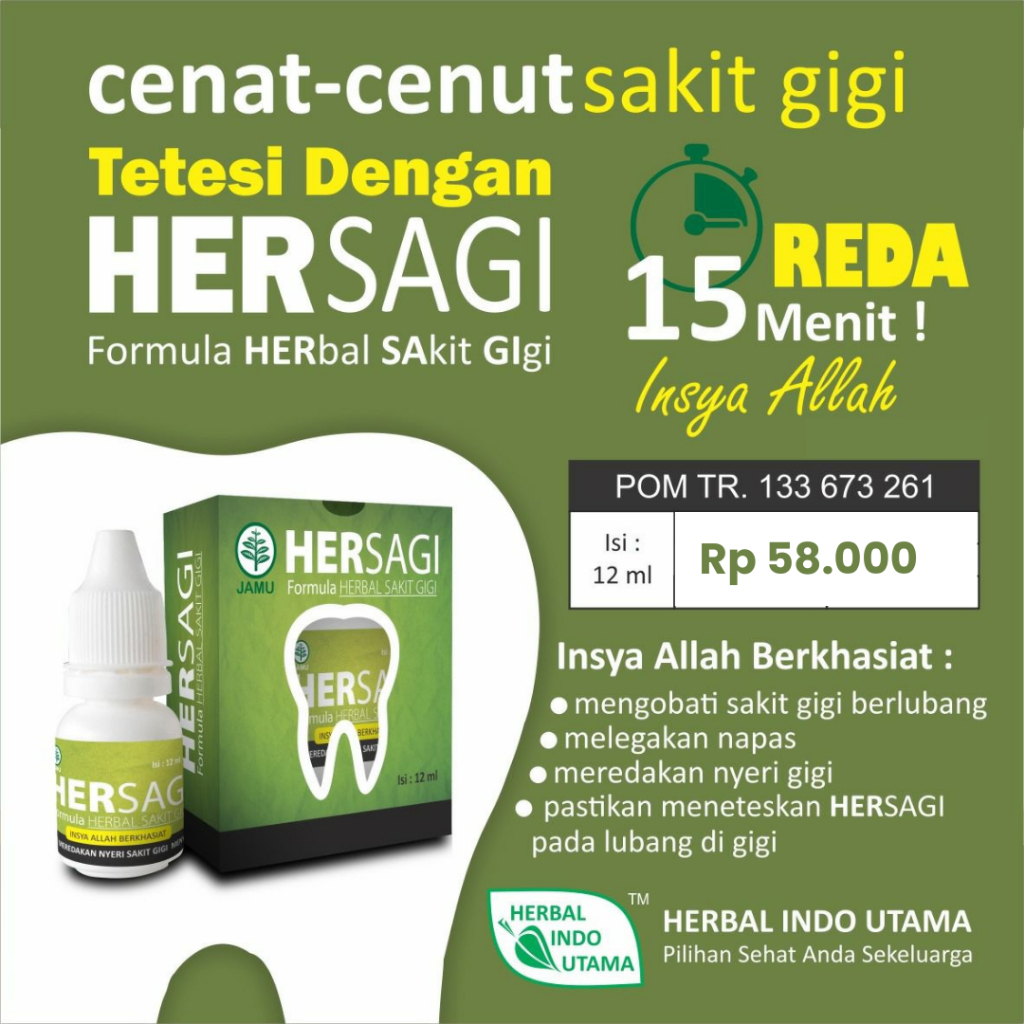 

HERSAGI Herbal Tetes untuk Mengatasi sakit Gigi