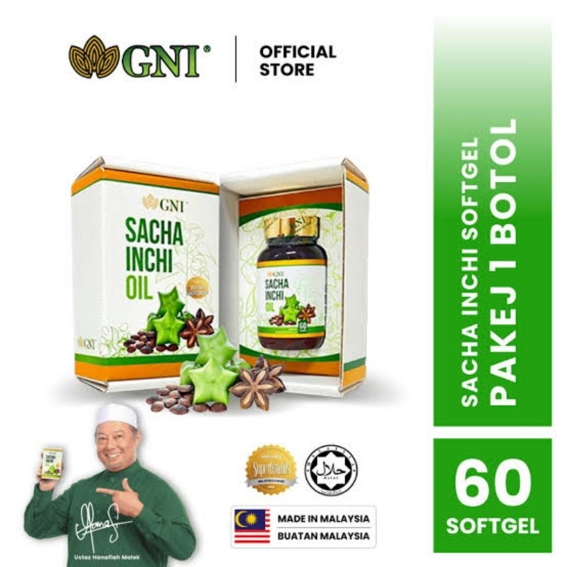 GNI Sacha Inchi Oil Malaysia Isi 60 Kapsul 1 box/3 botol sacha.