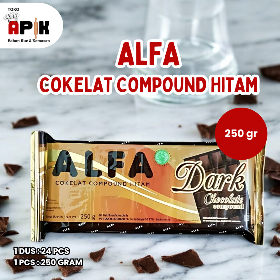 

ALFA COKELAT COMPOUND HITAM 250GR / ALFA GARIS C BLOK DARK 24 X 250GR