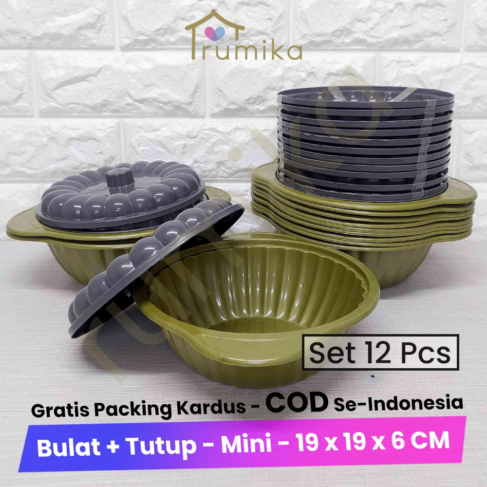 [LUSIN] Tempat Saji Mini Plastik / Wadah Makan Bulat - Basi Bulat Miniso Warna Gold