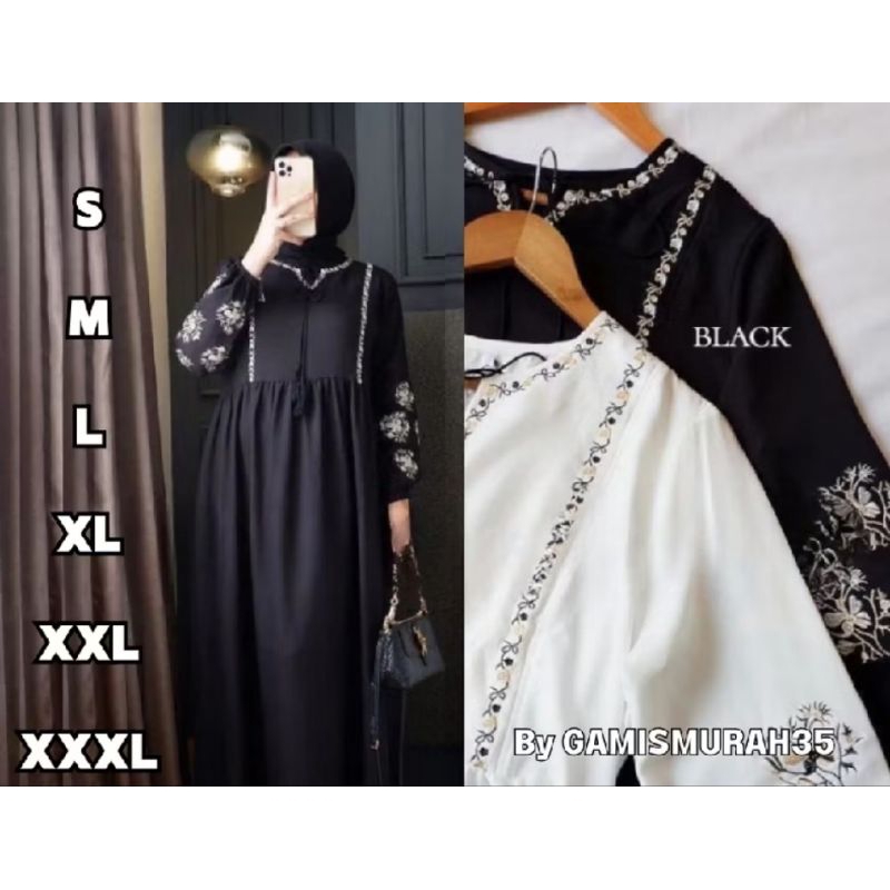 Star Gamis Bordir Lebaran terbaru Dress jumbo LD 140 130 120 110 New Abaya GamisMaxi Dress Arab Saud