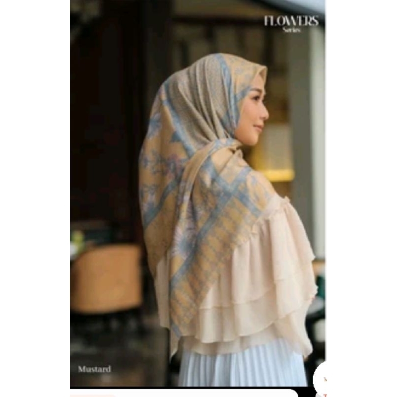 Mylady hijab syar'i jahit flowers mustard