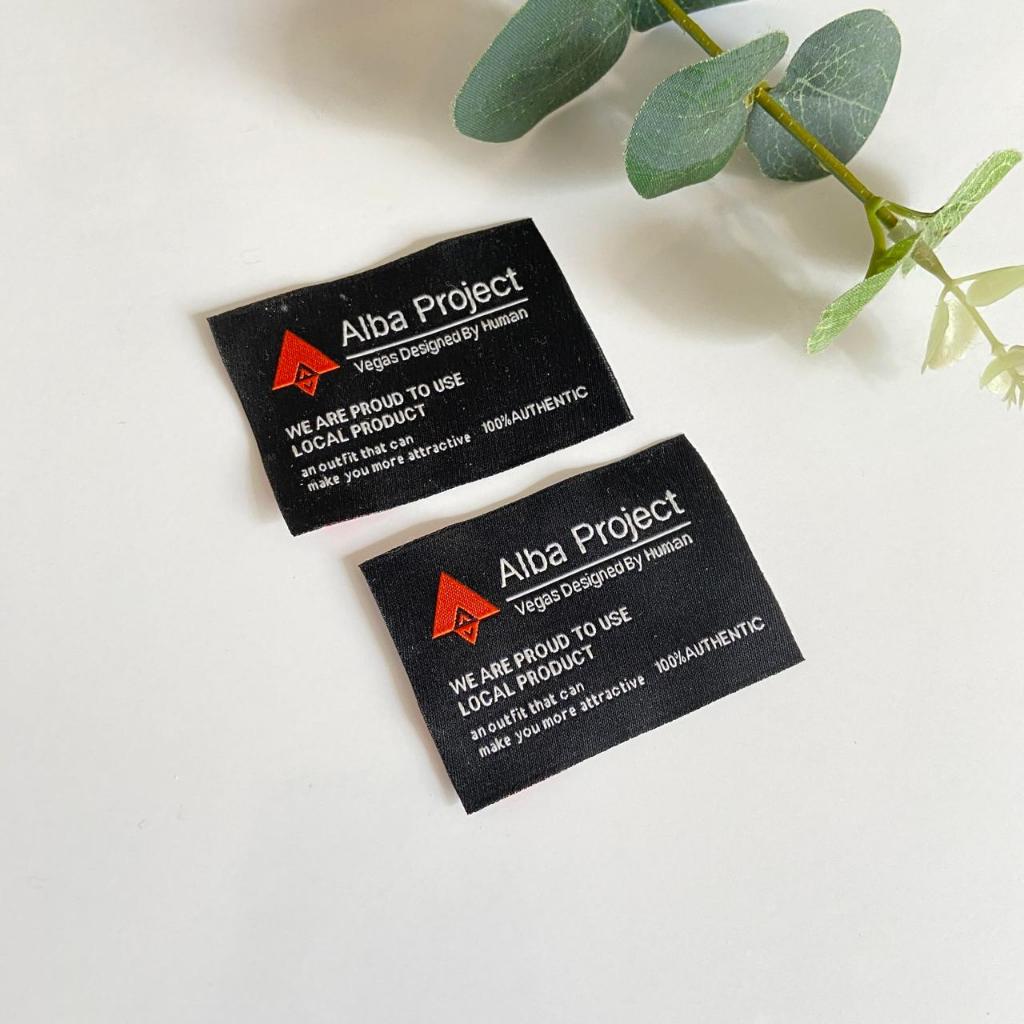 

(Free Design) Label Baju Woven Rajut Label Hijab woven Fashion uk besar