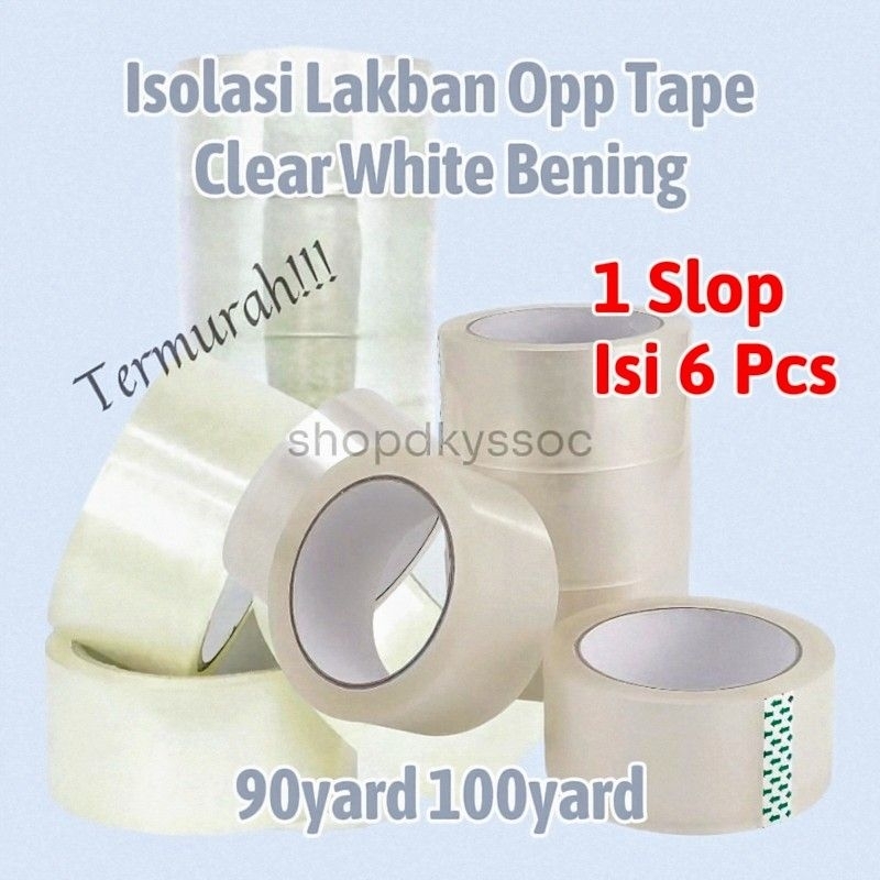 

1 Slop 6 Pcs Lakban 2inch | 45mm Bening Coklat 90yard 100yard Selotip Isolasi Lakban