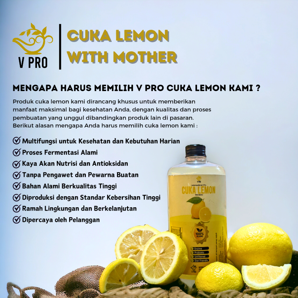 

Vpro-Cuka Lemon Premium 250ml - Rahasia Sehat dan Segar Setiap Hari