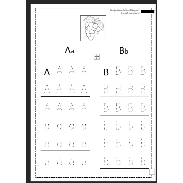 

Kertas Bergambar Belajar Menulis Huruf Bahas Aa