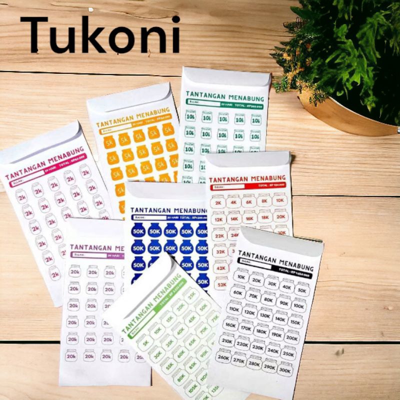 

( TUKONI ) 5PCS Saving Challenge / Tantangan Menabung / Pouch Tabungan / Tabungan Target / Celengan Target / Pouch