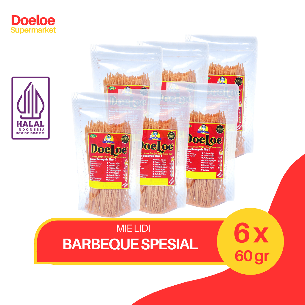 

(PAKET HEMAT 6PCS) Doeloe Mie Lidi Rasa Barbeque Spesial 60gr x 6 Pcs