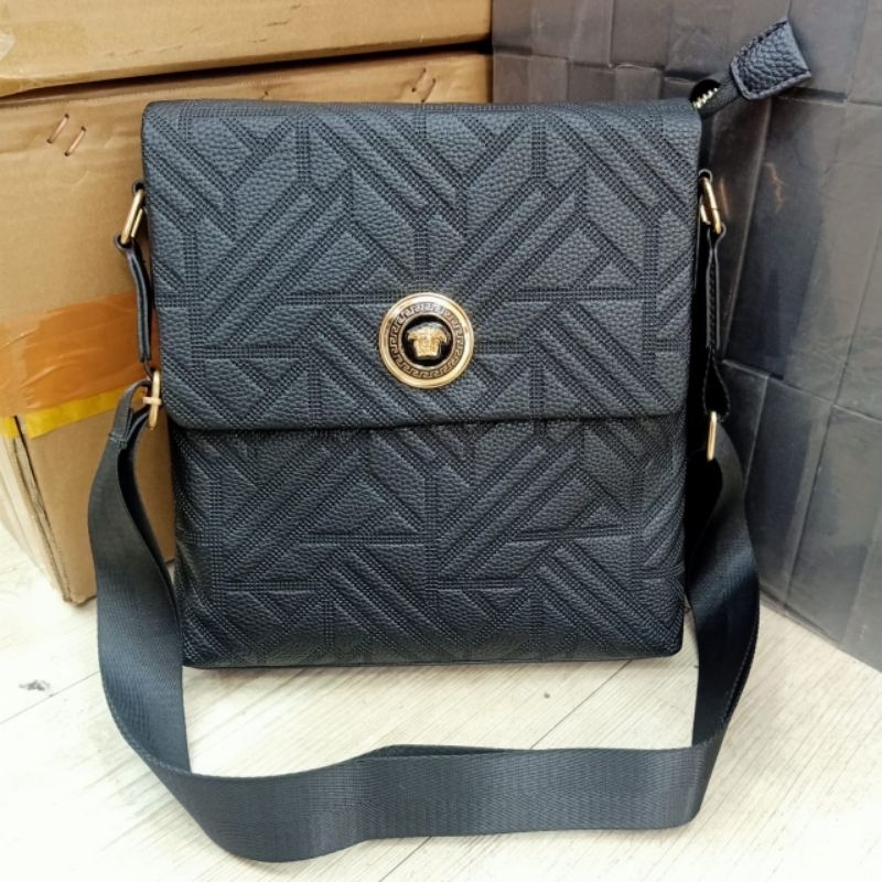 Tas selempang kulit versace crossbody bag pria kulit