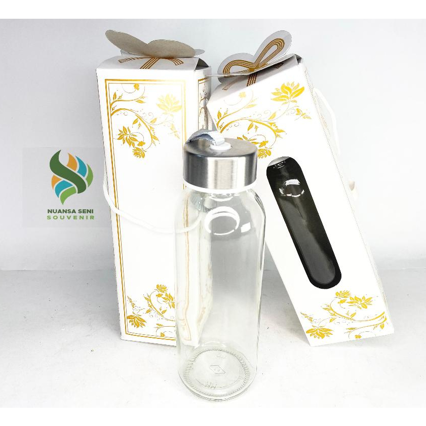 Souvenir Botol Minum 300ml Botol Madu Tumbler Infused Water Kaca Termos Kaca Bening Polos