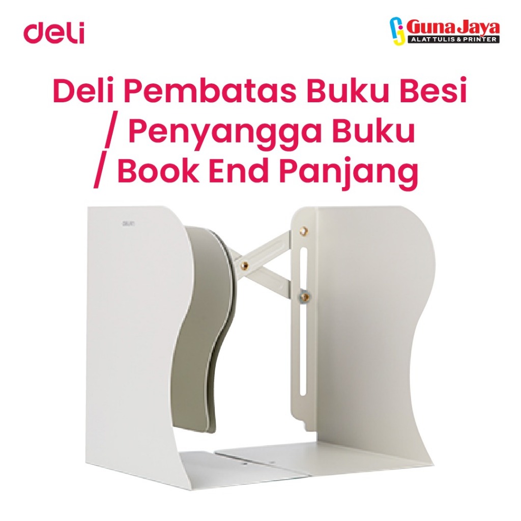 

DELI E-78630 BOOK END WHITE - Deli Pembatas Buku Besi / Penyangga Buku / Book End