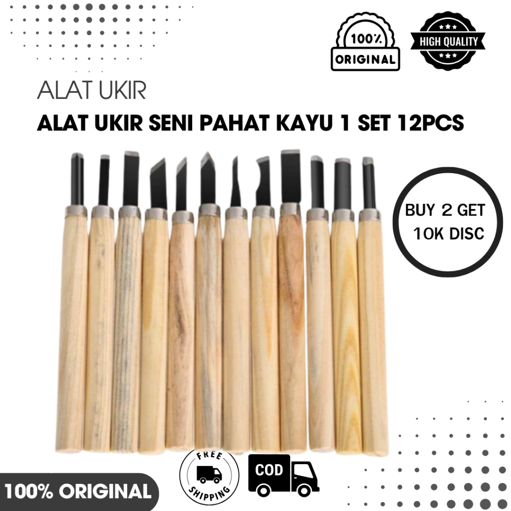 [ORIGINAL QUALITY] ALAT UKIR SENI PAHAT KAYU 1 SET 12 PCS