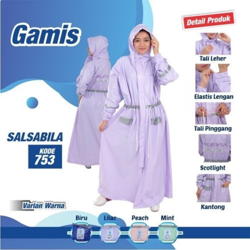 PLEVIA - Jas Hujan Gamis Salsabila 753 / Jas Hujan Rok / Jas Hujan Wanita / Mantel Gamis