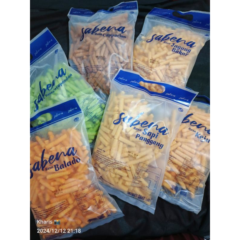 

SABENA SNACK 135 GRAM ISI 6 TERMURAH ADA RASA BALADO / JAGUNG BAKAR / KEJU / KAPUCINO / SAPI PANGGANG