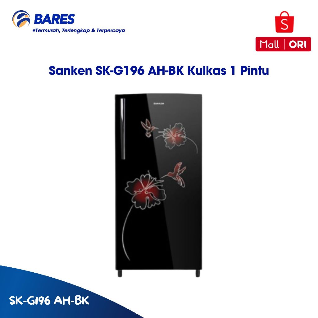 Sanken SK-G196 AH-BK Kulkas 1 Pintu Kapasitas 190 Liter