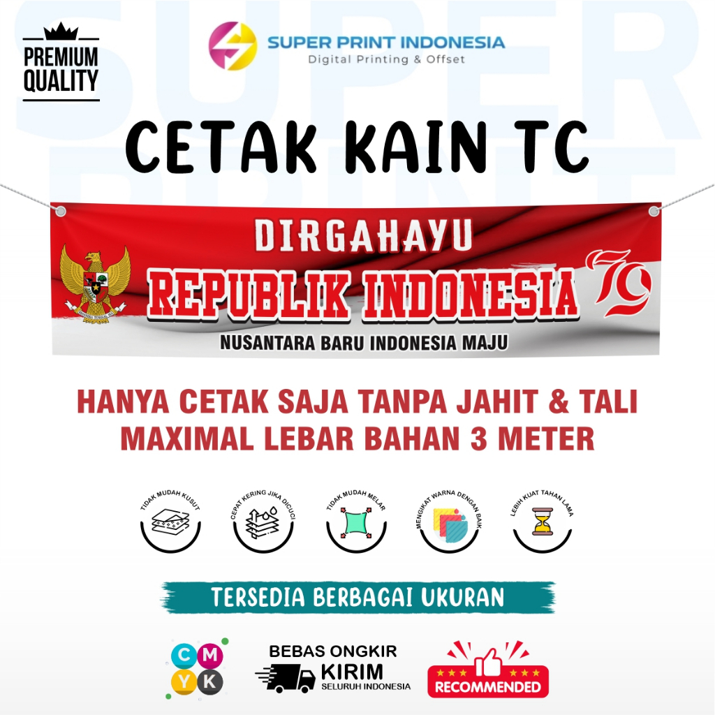 Cetak Spanduk Kain TC / Tetron Cotton Bendera Banner