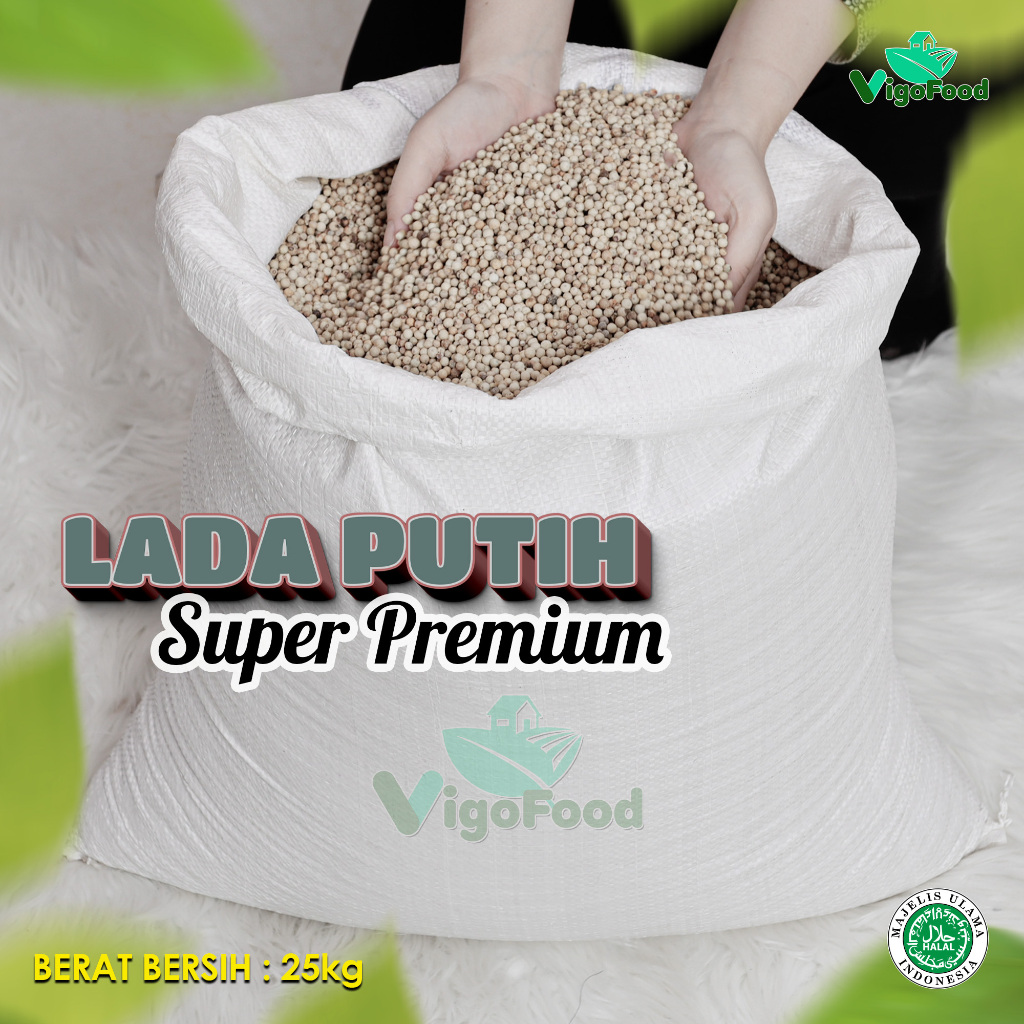 

LADA PUTIH GRADE IMPORT BY VIGOFOOD / MERICA PUTIH / WHITE PEPPER KEMASAN 1 SAK KARUNG 25KG BERKUALITAS IMPORT