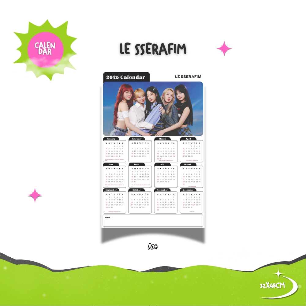 

2025 KALENDER LE SSERAFIM KPOP + LAMINASI 2SISI GLOSSY IDOL KOREA BIAS MURAH UNOFFICIAL FEARNOT SAKURA EUNCHAE CHAEWON KAZUHA YUNJIN READY STOCK !