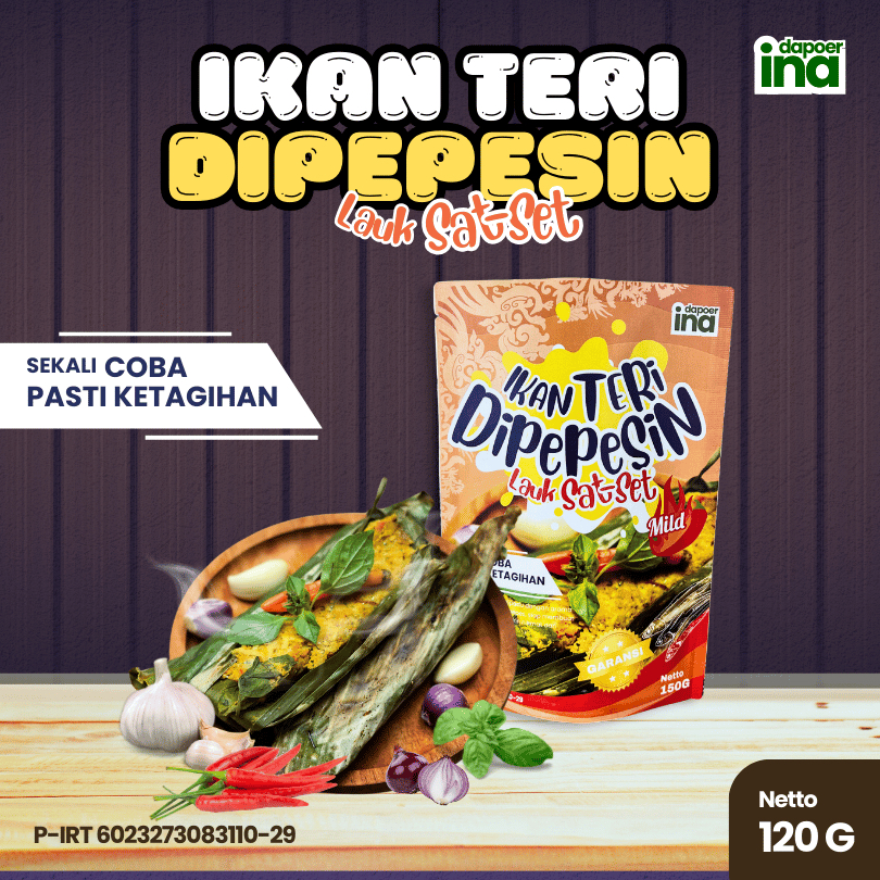 

Dapoerina - Ikan Teri Dipepesin / Lauk Pepes Ikan Teri Siap Saji