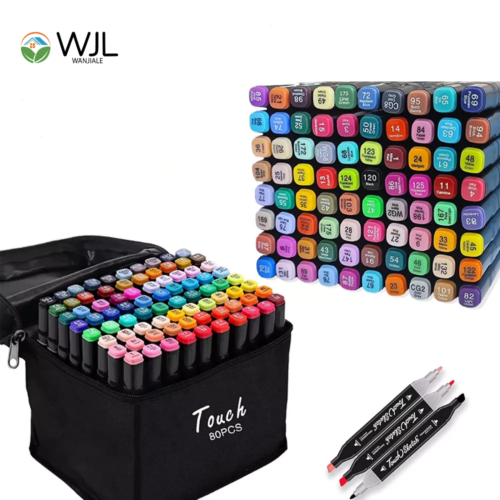 

WANJIALE Spidol Warna Warni 1 Set Sketch Marker 2 Tip Touch Marker 48/60/80 Warna