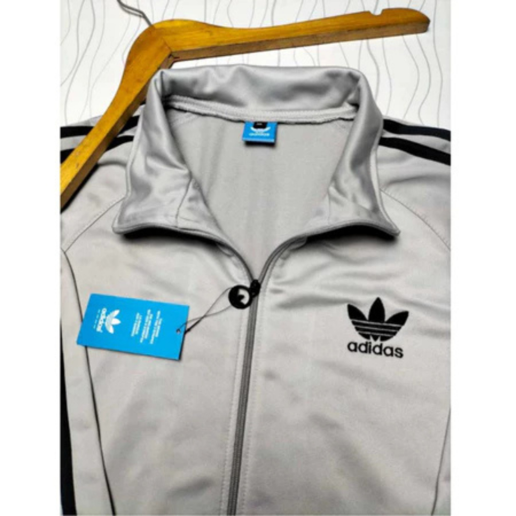 Adidas Jaket Tracktop Lengan Panjang Basic Lotto Premium / Tracktop Abu Pria Wanita Trendy Distro / 