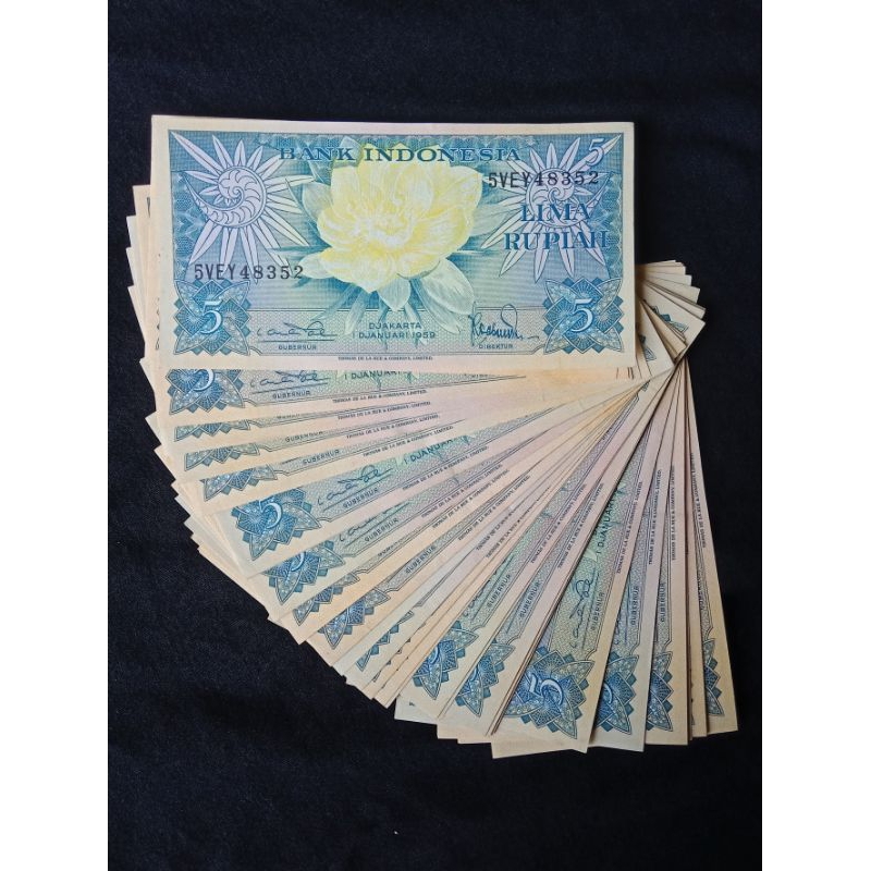 Uang kuno 5 rupiah seri bunga tahun 1959
