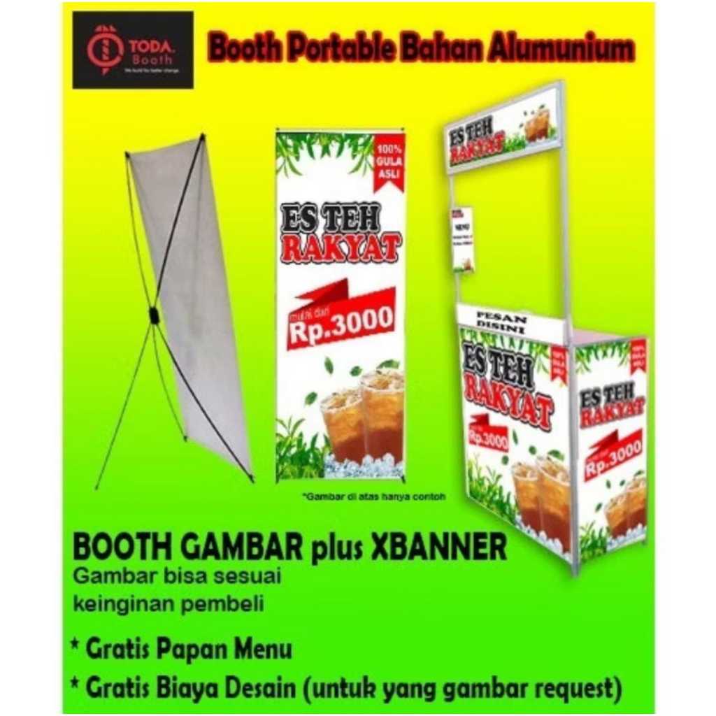 Booth Portable ALUMINIUM /Booth GAMBAR XBANNER / Gerobak Portable Lipat / Meja Lipat / Gerobak Lipat