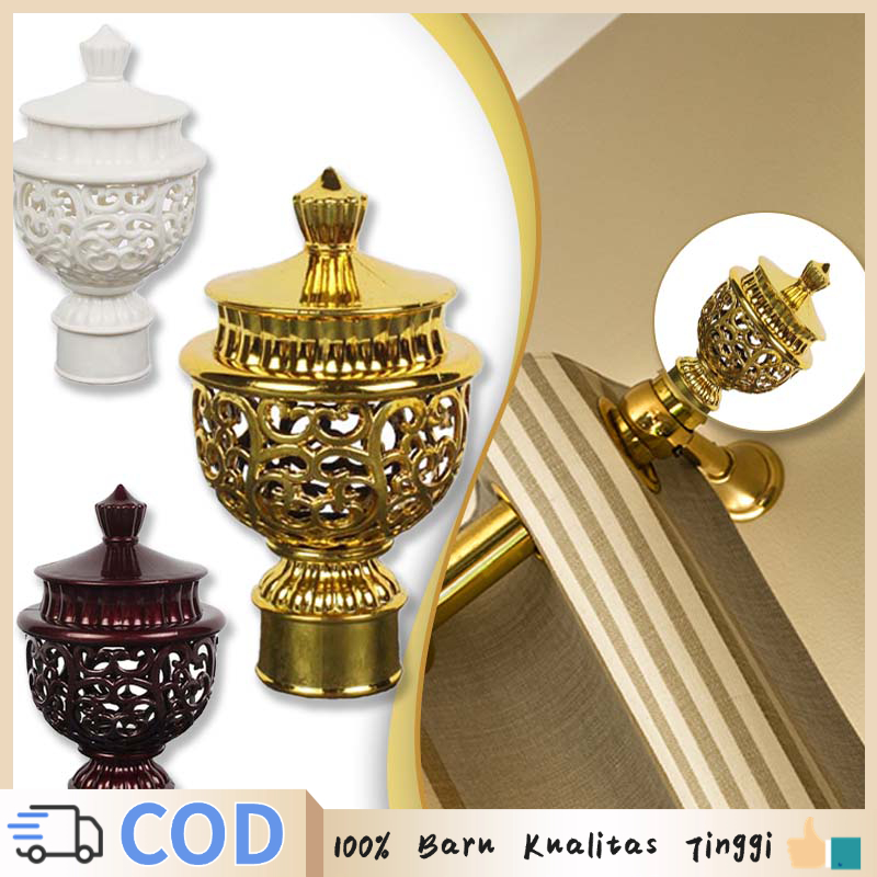 1Pair Penutup Tiang Gorden End Cup Gorden Minimalis Kepala Gorden Bulat Penutup Rel Gorden