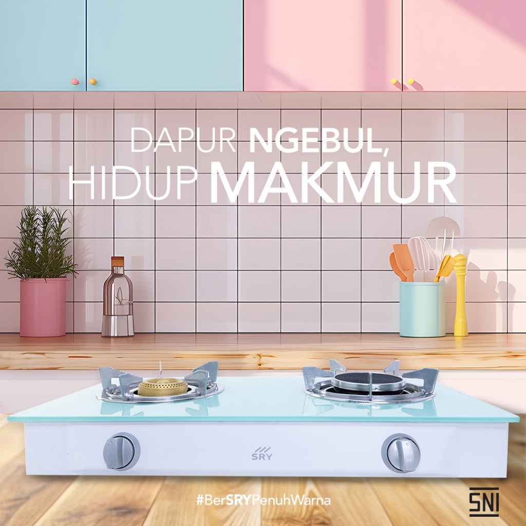 SRY Kompor Kaca + Packing Kayu | Kompor Kaca 2 Tungku | Kompor Gas 2 Tungku | Kompor 2 Tungku