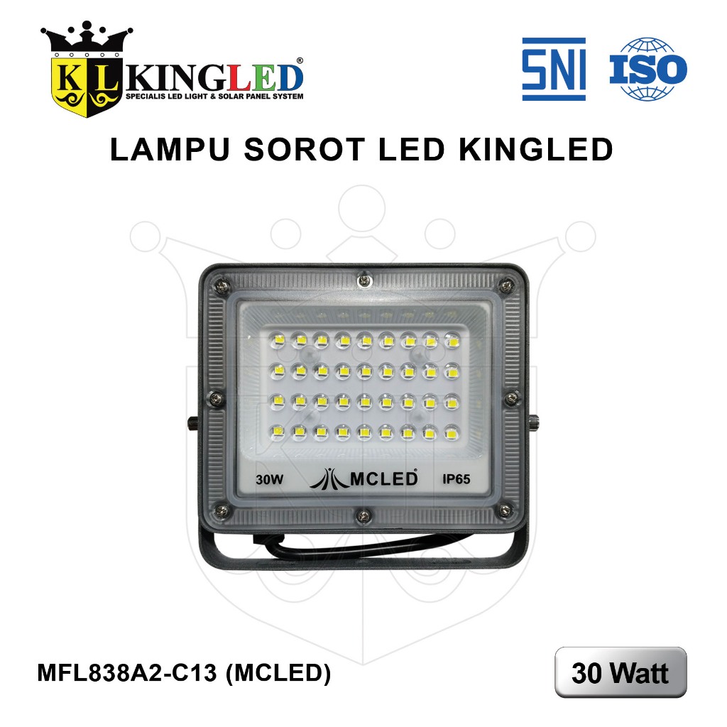 KINGLED Lampu Sorot petak abu LED 30 Watt / 50 Watt / 100 Watt Floodlight