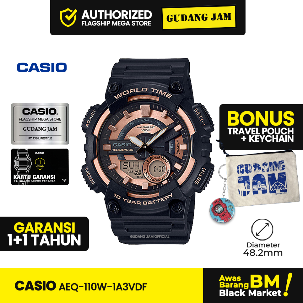 Jam Tangan Casio AEQ-110W-1A3VDF AEQ-110W AEQ-110 AEQ110W AEQ 110W
