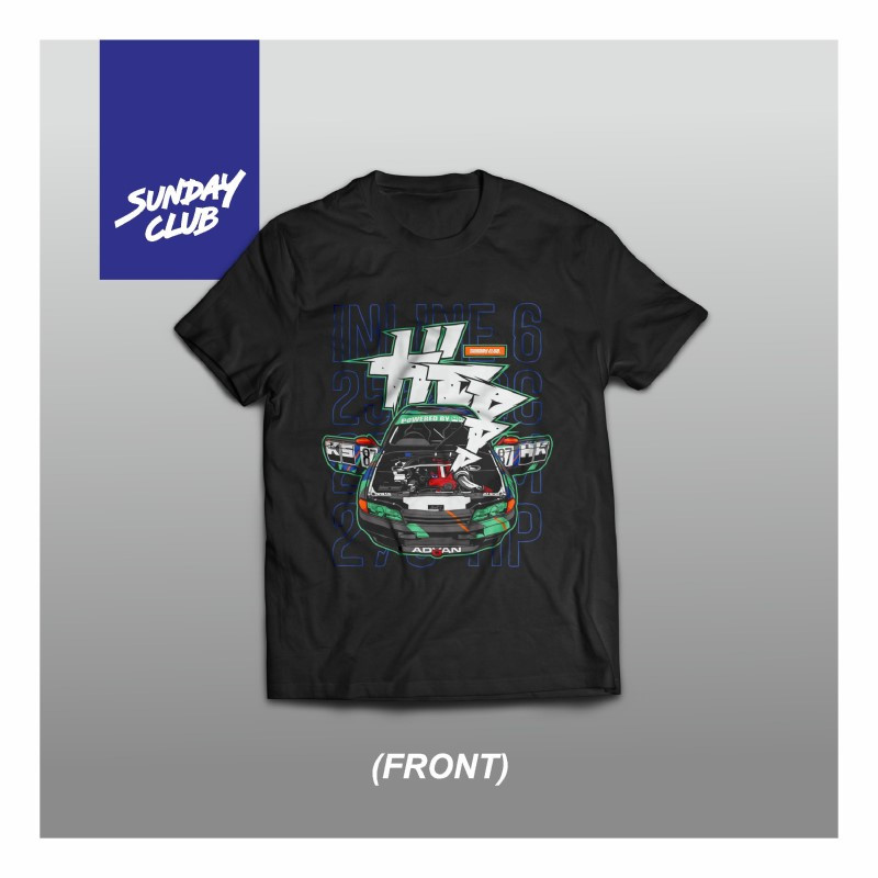 Sunday Club - RB power - Kaos Nissan Skyline R34 Baju Otomotif Diecast Mobil JDM Hot Wheels