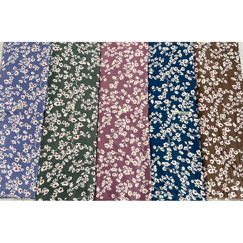 kain rayon motif bunga,kecil,sakura/ satung lebar kain 115cm ( bahan daster,mukena,stelan,dan pakain