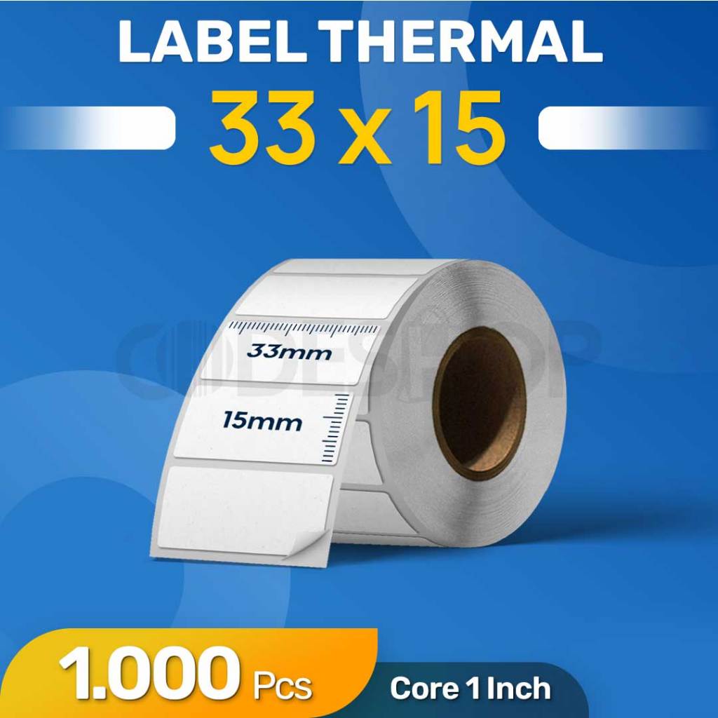 

Label THERMAL 33 x 15 mm 1 Line Stiker Barcode 33x15 mm 1"inch 1000 pcs