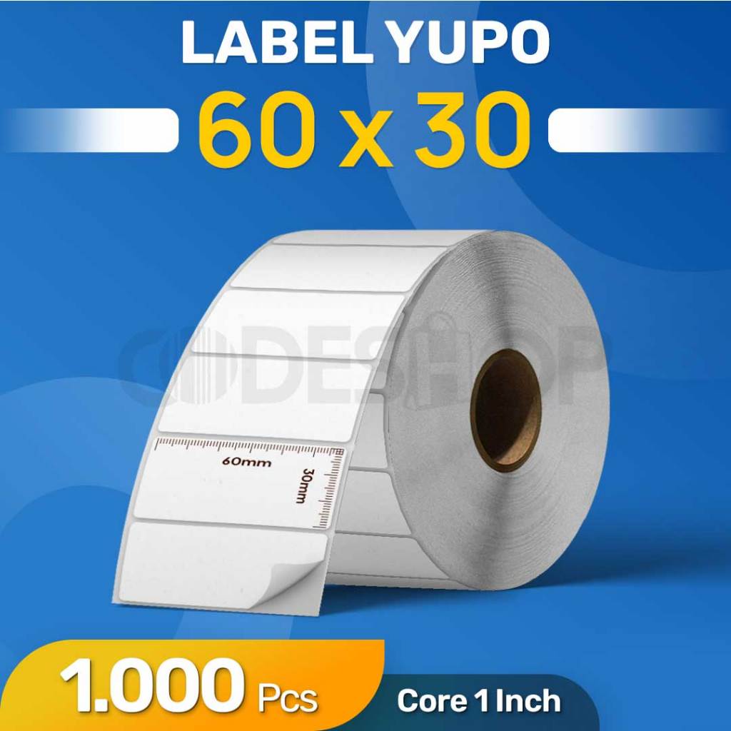 

Label Stiker YUPO 60x30mm Kertas Barcode 60x30 / 60 x 30 mm 1000 Pcs