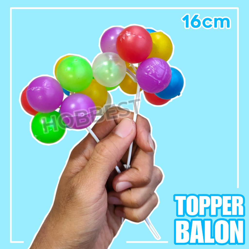 Topper Kue BALON WARNA WARNI - Hiasan Dekorasi Cake Ulang Tahun Ultah Tusukan Happy Birthday Pelangi