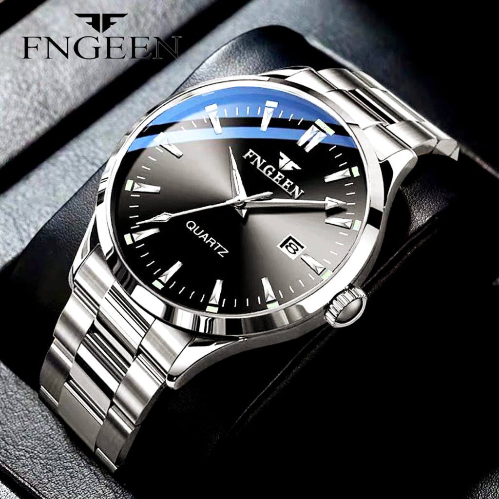 Jam Tangan Pria FNGEEN 2111Original Anti Air Luxury Stainless Steel Fashion Quartz Watch Terbaru