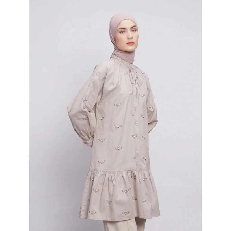 Atasan Tunik Wanita Kamya Tunic Gray Aleza Label