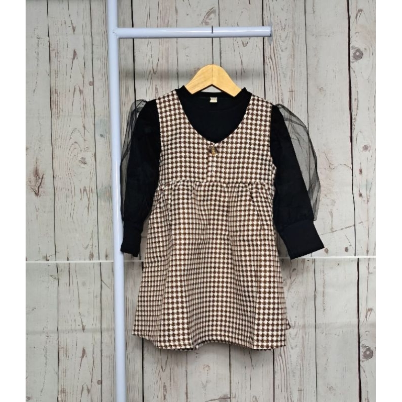 Dress anak import dress anak kotak kotak dress pendek anak